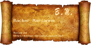 Backer Marianna névjegykártya
